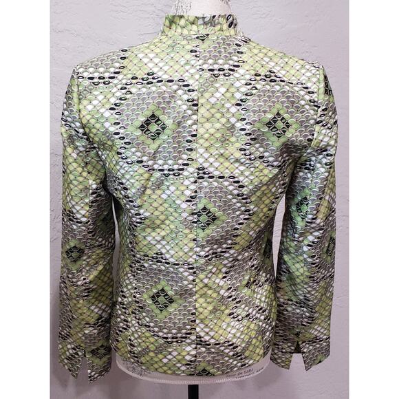 Kasper Separates Multi Colored Green Design Long Sleeved Blazer Suit Jacket - Picture 3 of 7